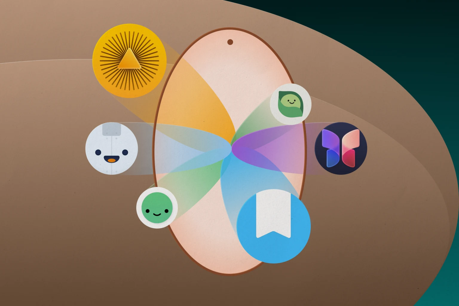 Illustration of iPhone journaling apps arranged in a soft Leaflo comparison scene