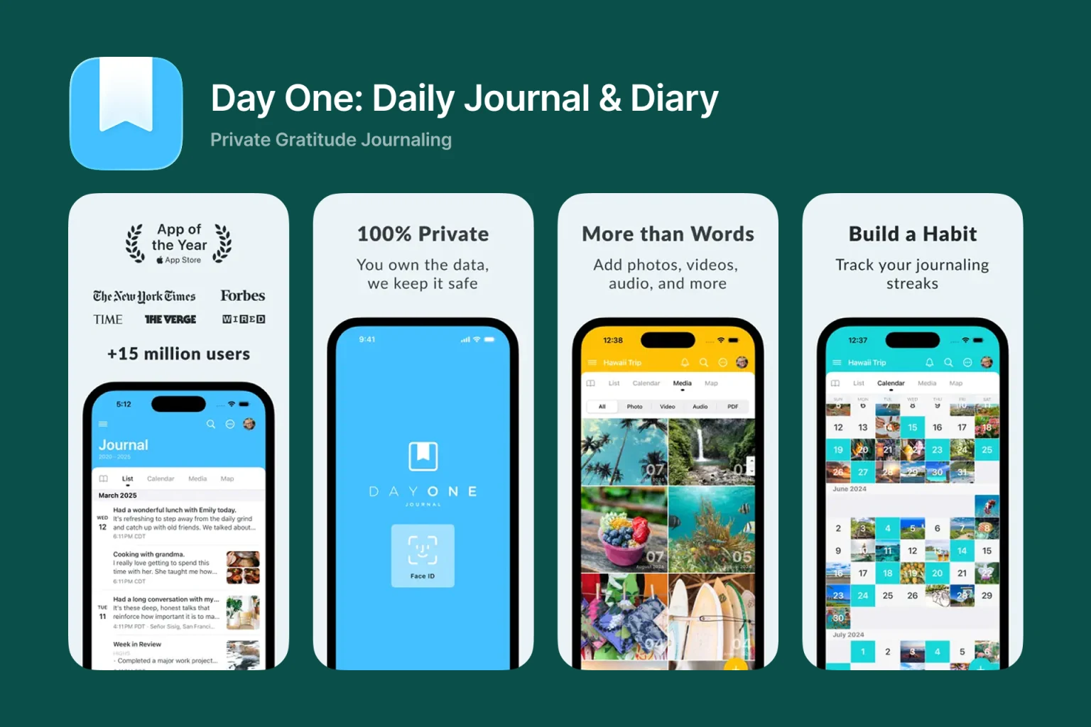 Day One journaling app on iPhone