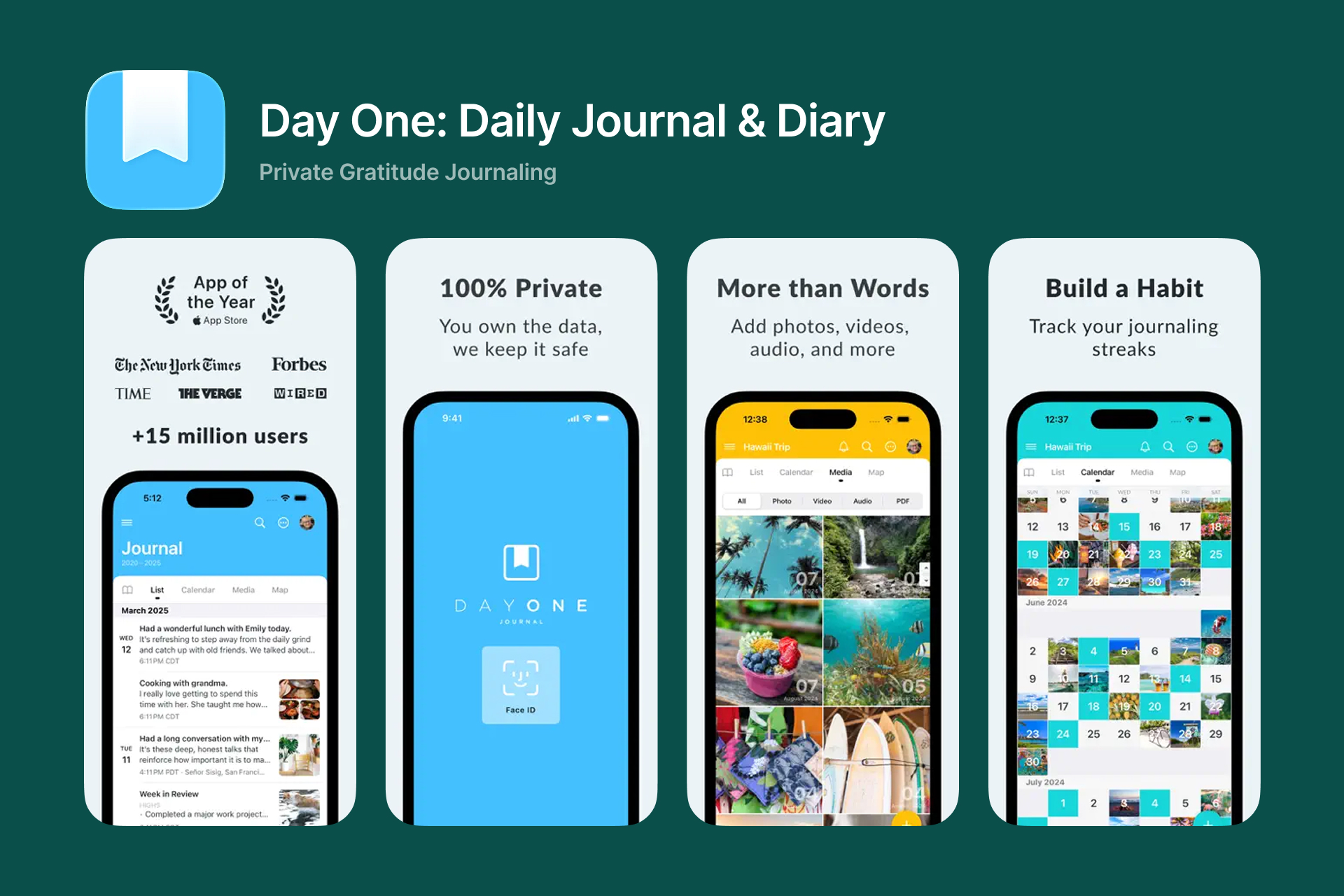 Day One journaling app on iPhone