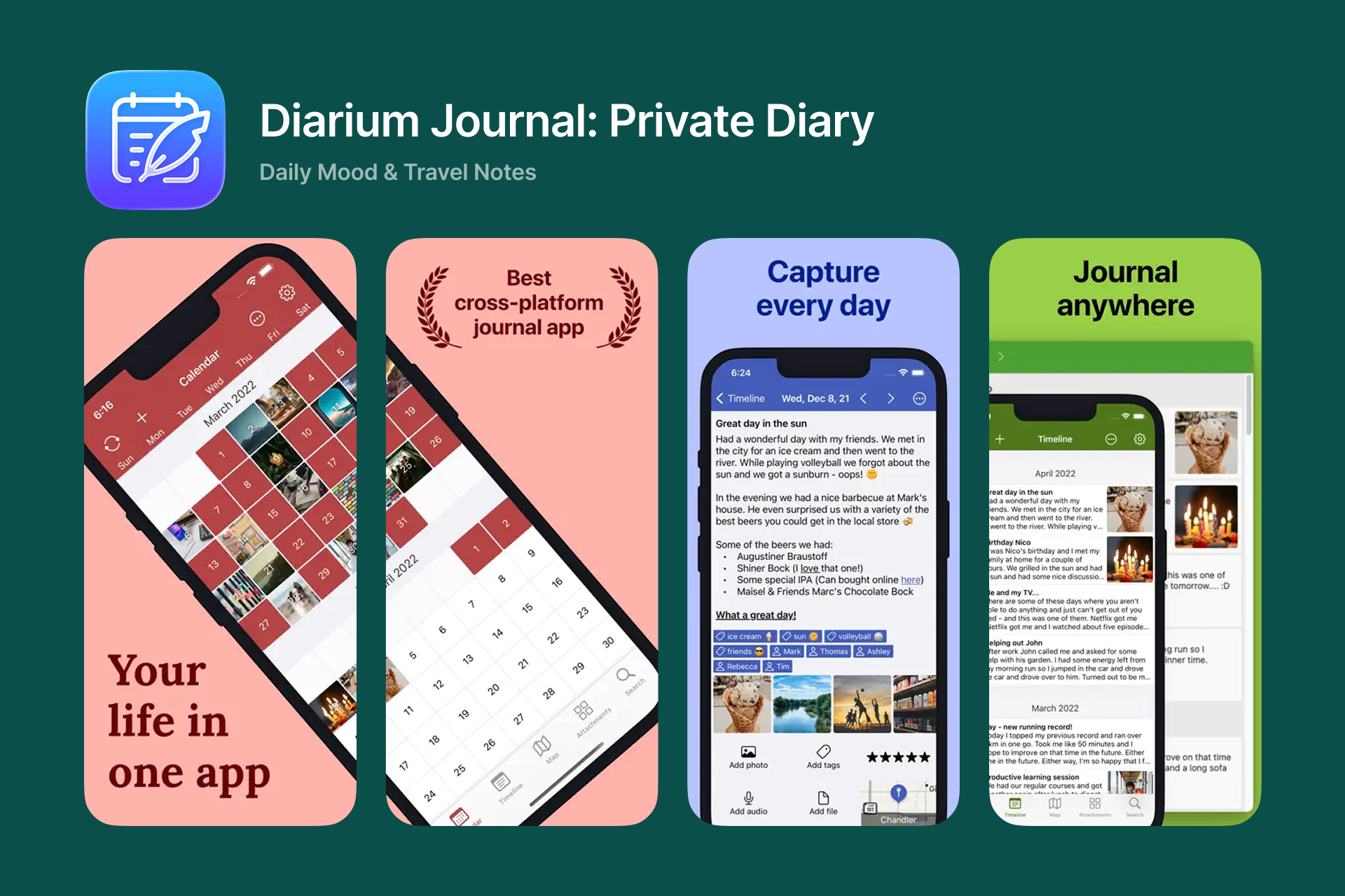 Diarium journal app on iPhone