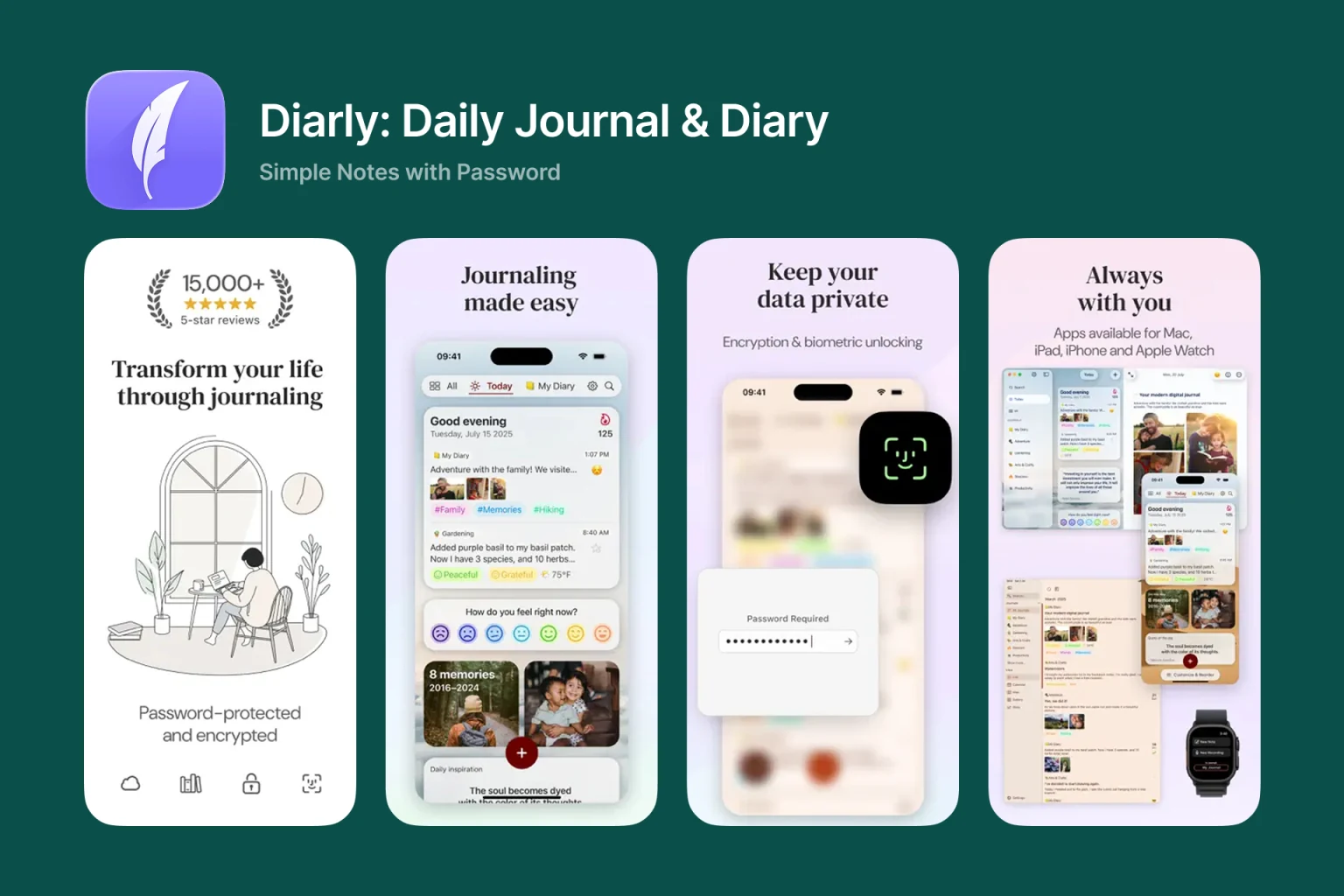 Diarly journal app on iPhone