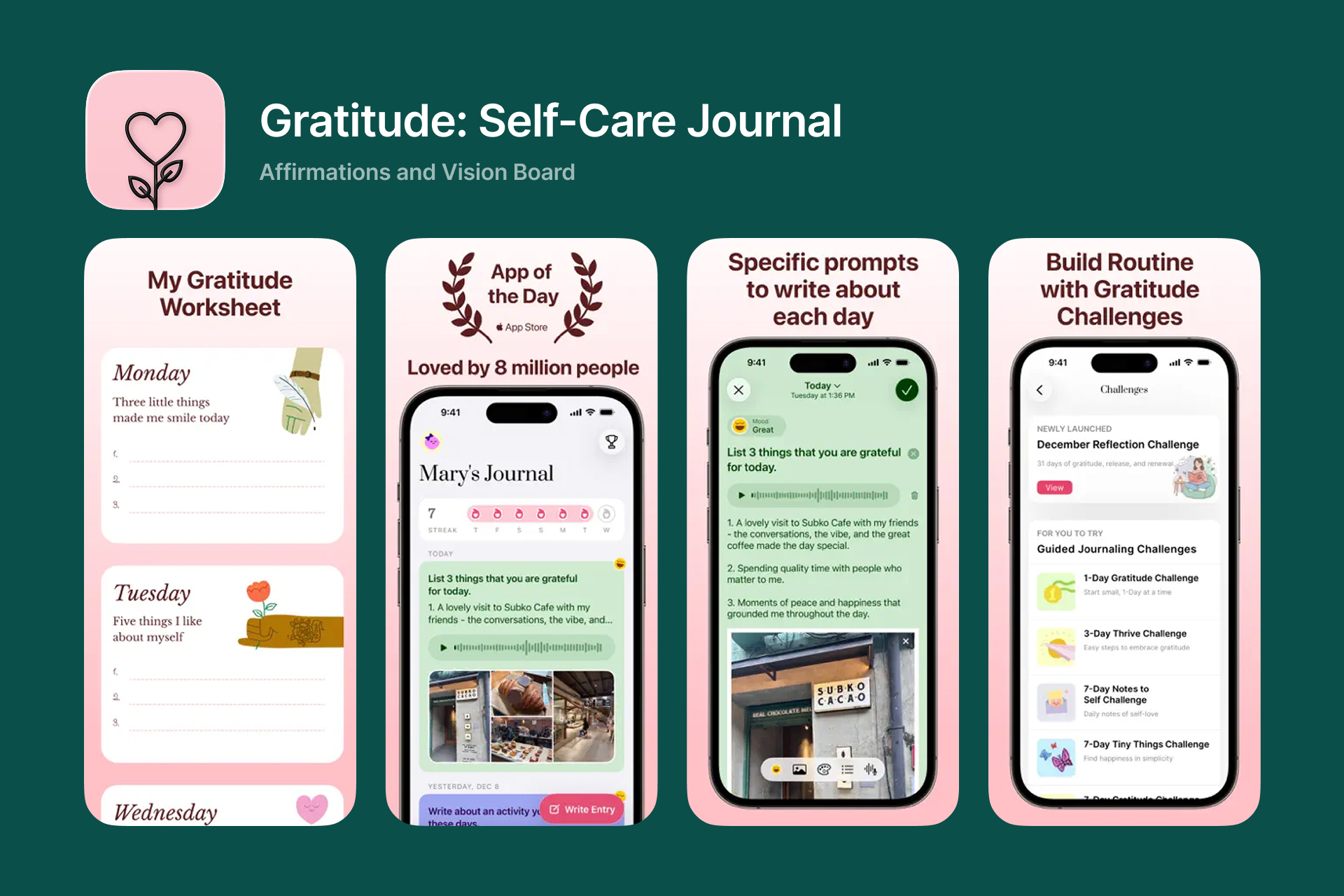 Gratitude journaling app on iPhone