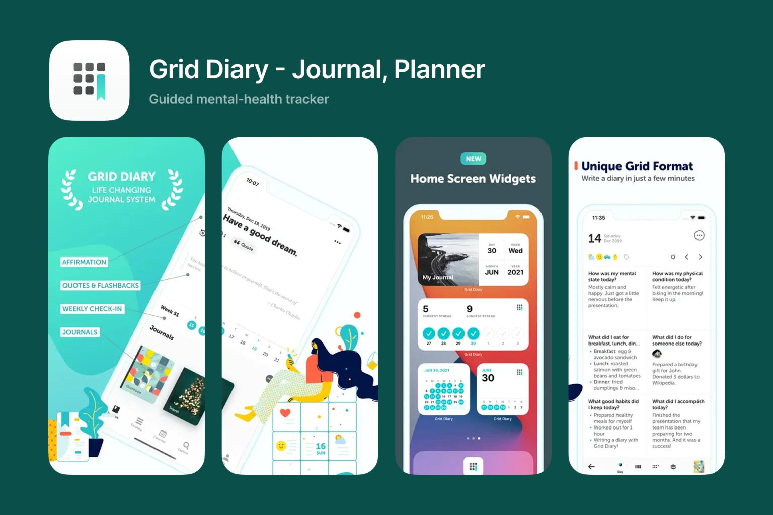 Grid Diary app on iPhone