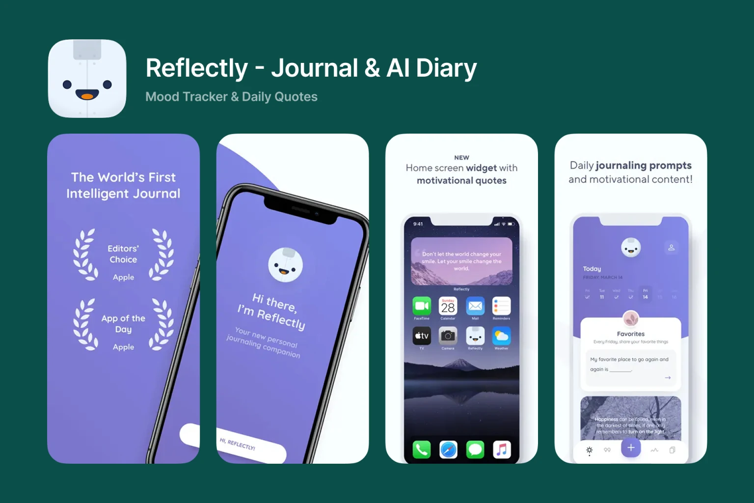 Reflectly journaling app on iPhone