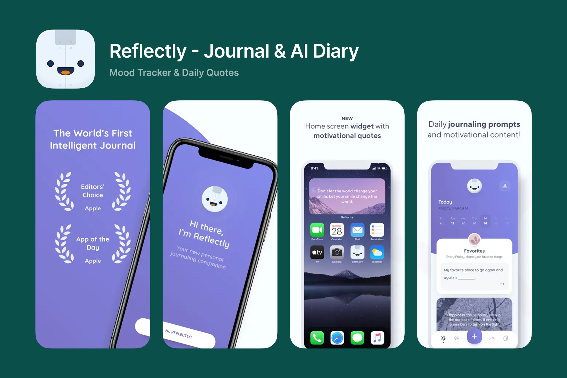 Reflectly journaling app on iPhone
