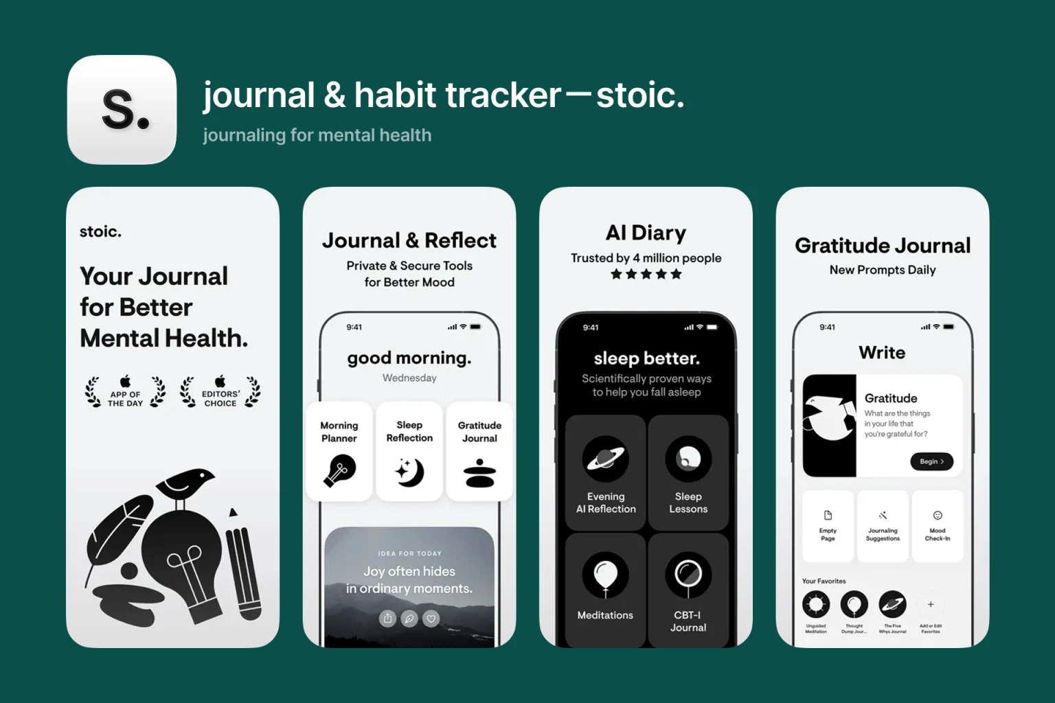 stoic. journaling and reflection app on iPhone