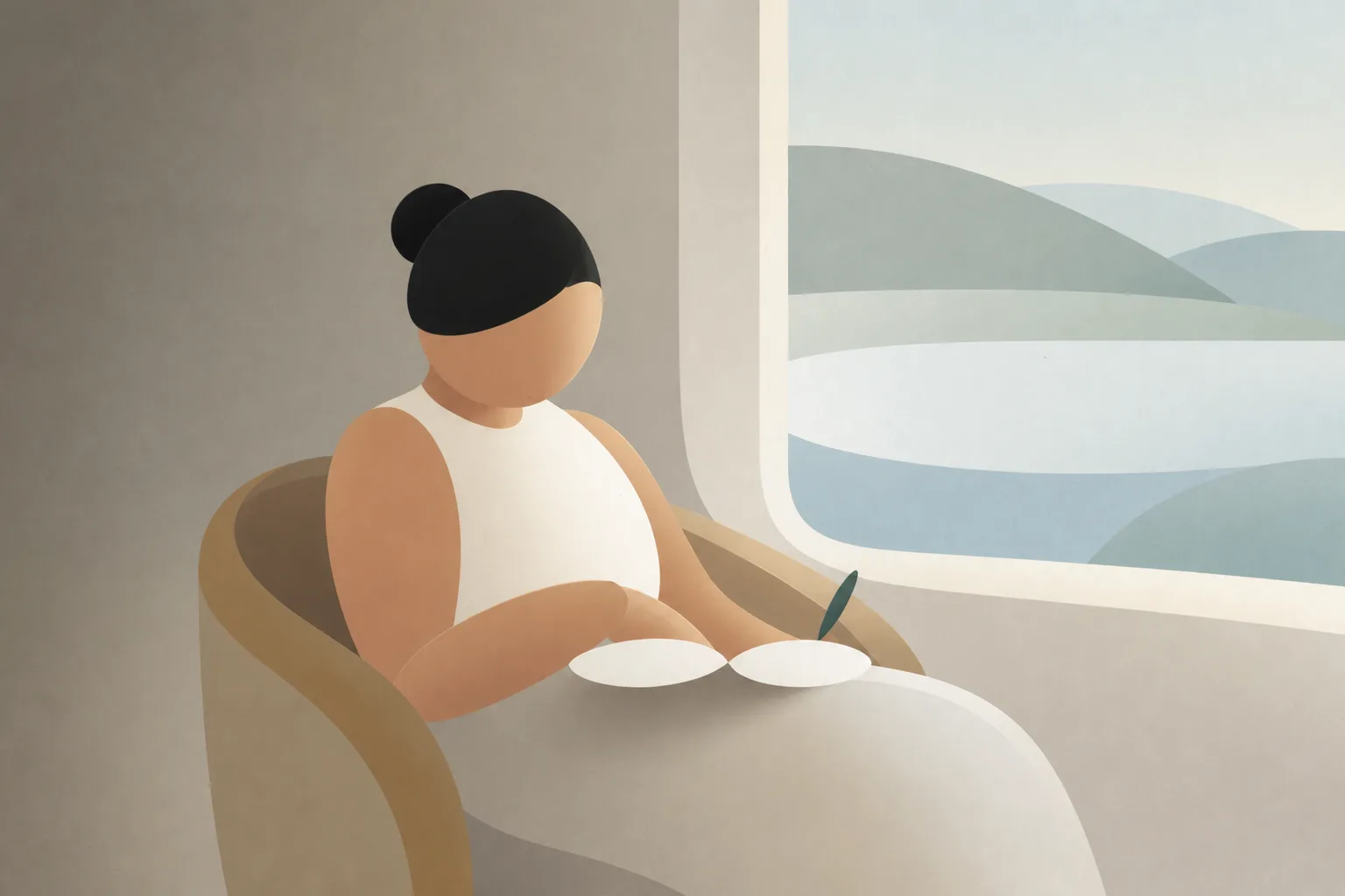 Leaflo illustration of a person writing in a notebook beside a window