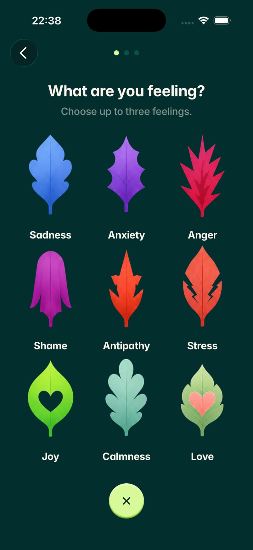 Leaflo emotion picker on iPhone