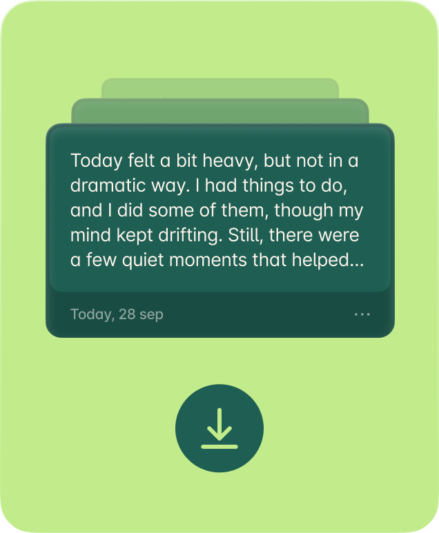 Stacked note cards with download icon